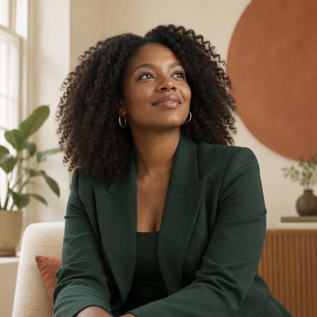 A confident woman looking towards her future